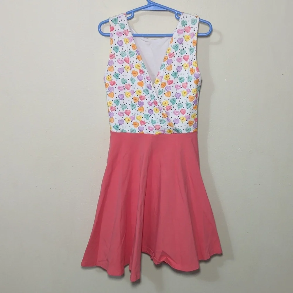 Malia + Kai Candy Hearts Dress Pink Skirt Colorful Valentine's Day Girls Size 7
